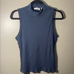 Cyrus ribbed slate blue tank sweater rayon large
